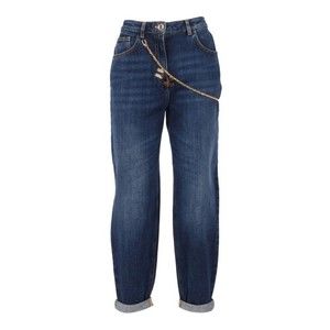 Elisabetta Franchi Relaxed Fit Jeans With Gold Chain Detail - NWT